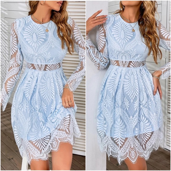 Dresses | Luxe Floral Print Sheer Lace Party Evening Dress | Poshmark